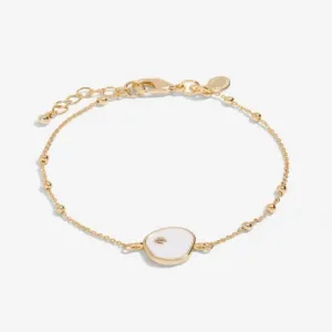 Beau White Enamel Gold Plated Zirconia 18cm   3cm Bracelet 7122