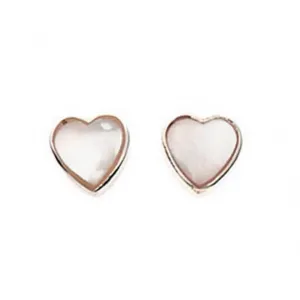 Beginnings Sterling Silver A778W White Mop Heart Stud Earrings