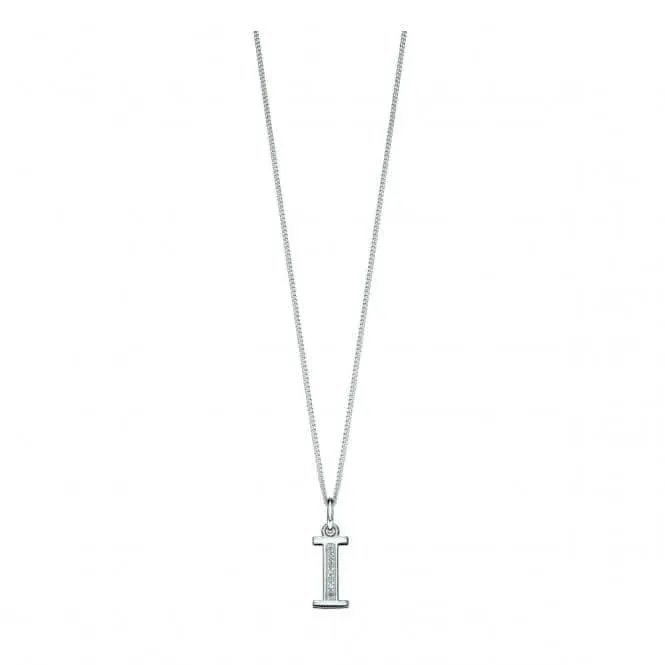 Beginnings Sterling Silver Art Deco Initial I Cubic Zirconia Pendant P4731C