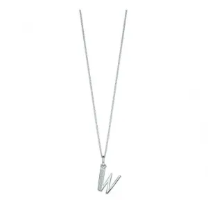 Beginnings Sterling Silver Art Deco Initial W Cubic Zirconia Pendant P4745C