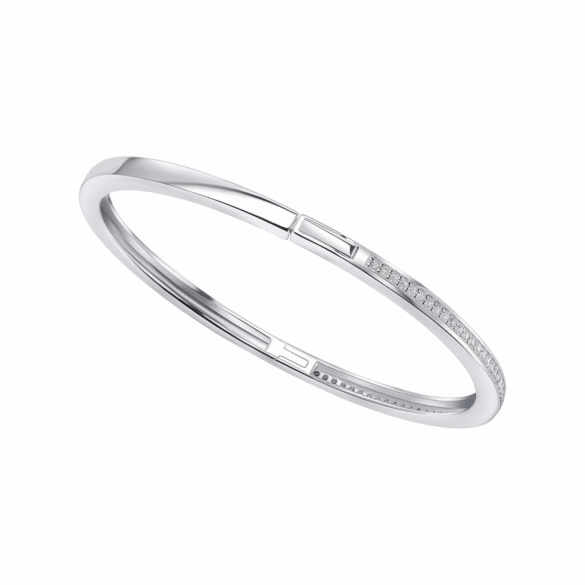 Beginnings Sterling Silver Cubic Zirconia Hinged Bangle B5522C