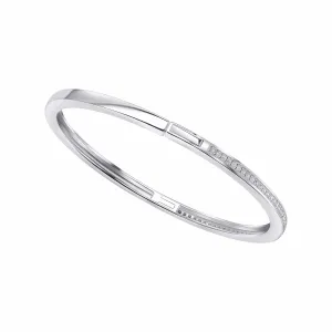 Beginnings Sterling Silver Cubic Zirconia Hinged Bangle B5522C