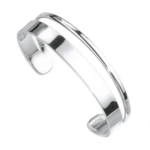 Beginnings Sterling Silver D Shape Flat Torque Bangle B085