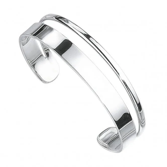 Beginnings Sterling Silver D Shape Flat Torque Bangle B085