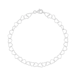 Beginnings Sterling Silver Linked Heart Ankle Chain K199
