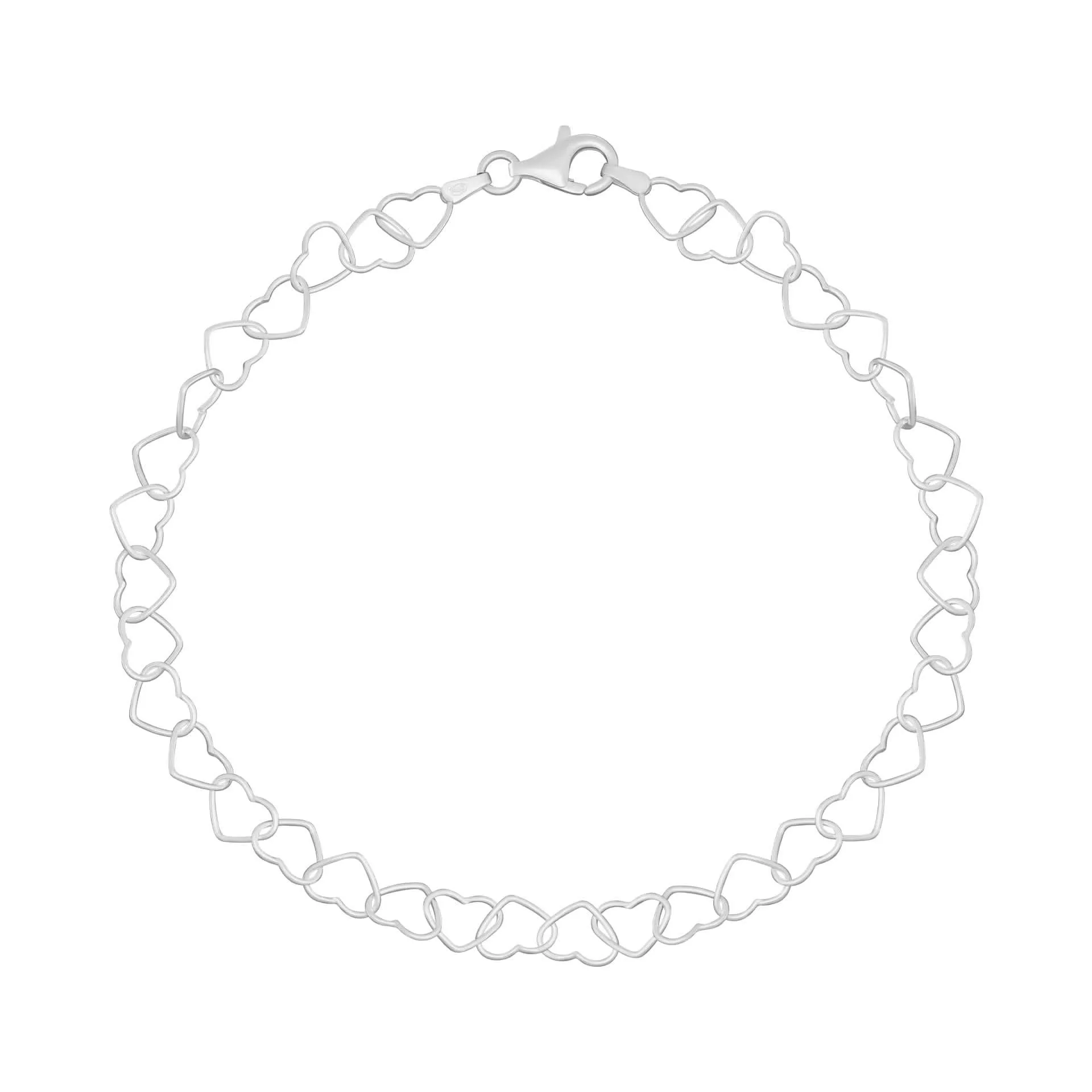 Beginnings Sterling Silver Linked Heart Ankle Chain K199