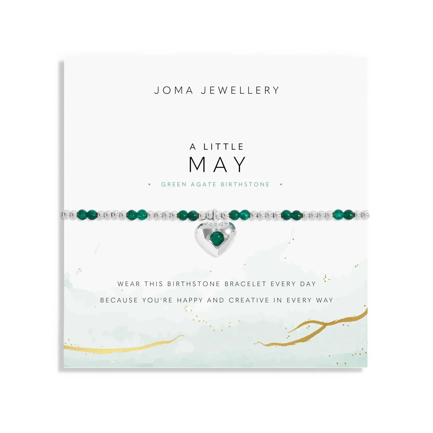 Birthstone A Little May Green Agate Silver Plated Bracelet 8319
