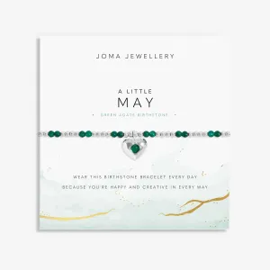 Birthstone A Little May Green Agate Silver Plated Bracelet 8319