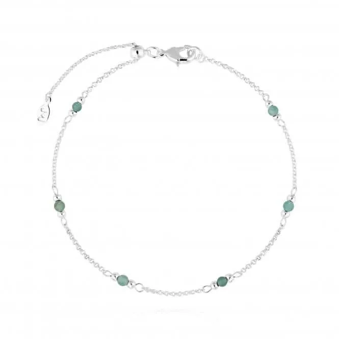Birthstone August Aventurine Silver 26cm Adjustable Anklet 4207