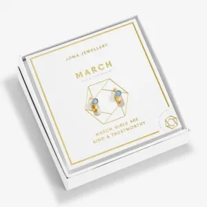Birthstone Hoop Earring March Gold Plated Earrings 6749