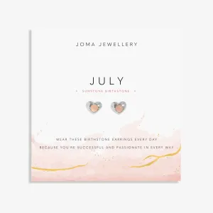Birthstone July Sunstone Silver Plated Earrings 8393