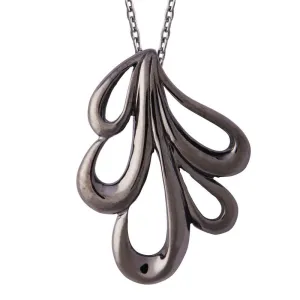 Black Rhodium Plated Sterling Silver Open Leaf Infinity Necklace
