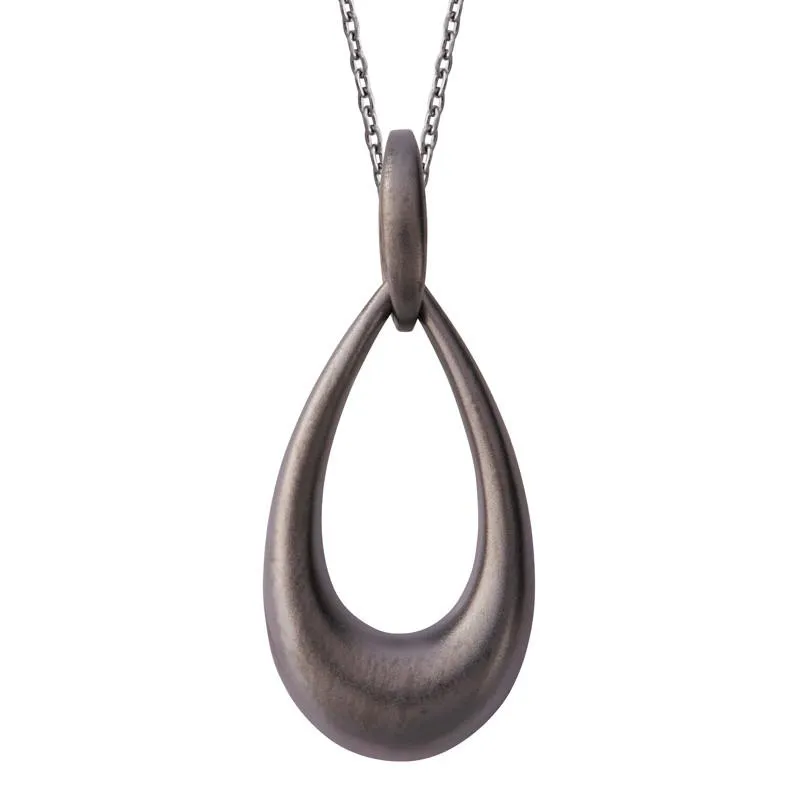 Black Rhodium Plated Sterling Silver Open Pear Drop Infinity Necklace