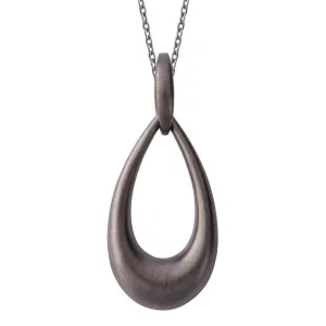 Black Rhodium Plated Sterling Silver Open Pear Drop Infinity Necklace