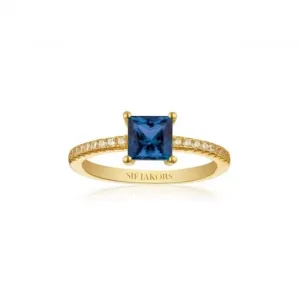 Blue Zirconia Ellera Quadrato Ring SJ-R42280-BLCZ-YG