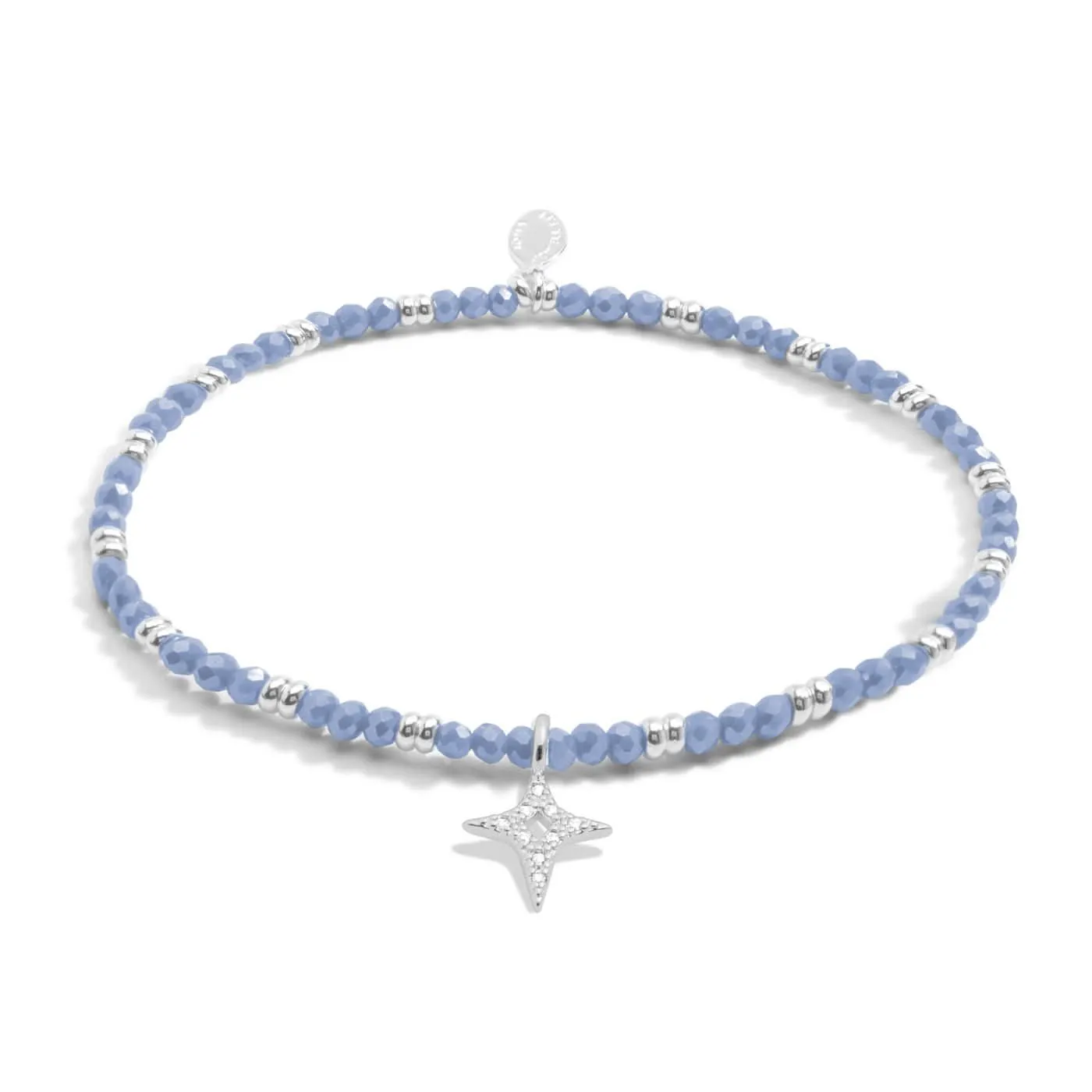 Boho Beads Star Dark Blue Silver Plated Bracelet 7769