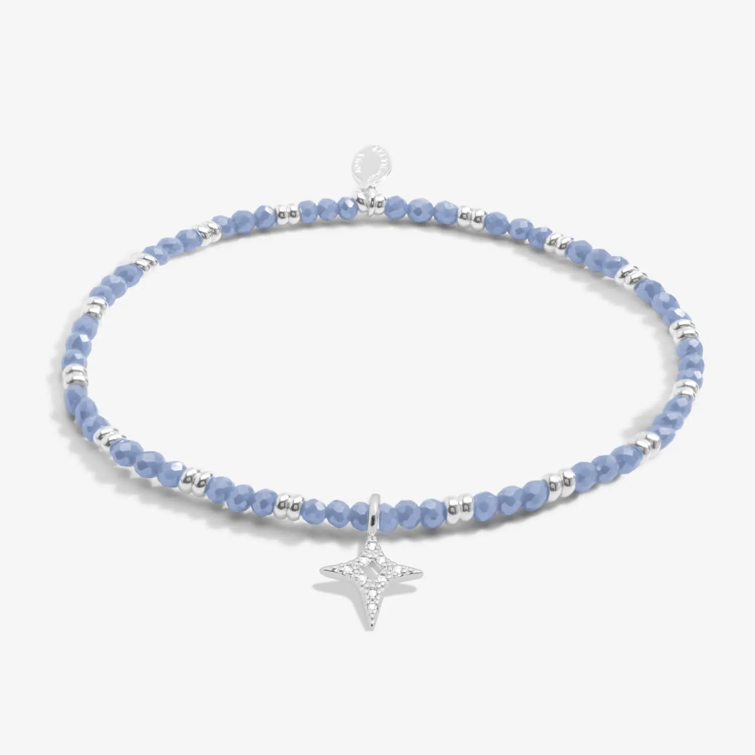 Boho Beads Star Dark Blue Silver Plated Bracelet 7769