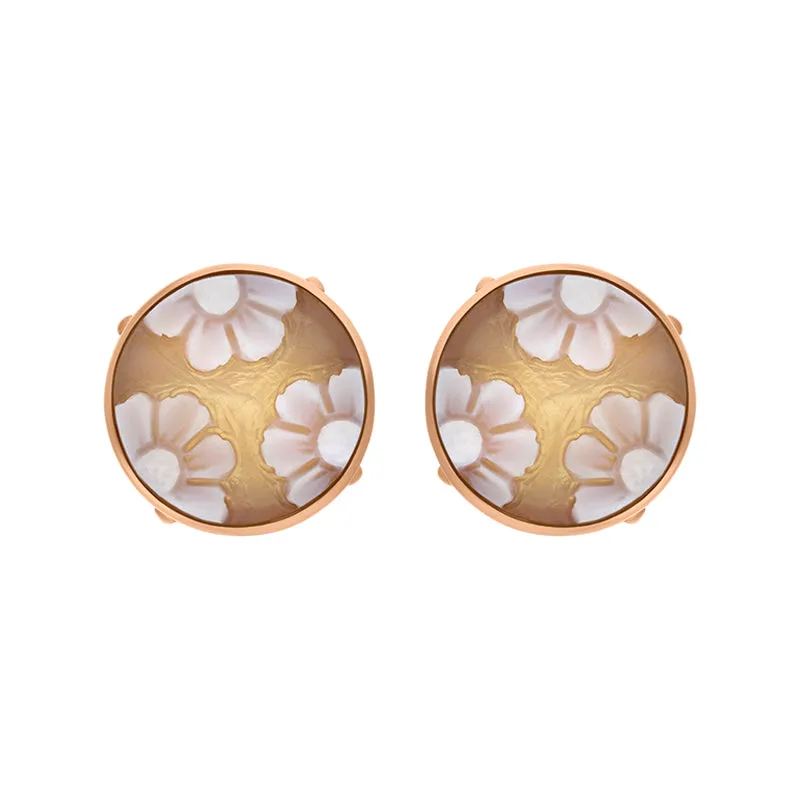Cameo Italy Rose Gold Plated Sterling Silver Flower Ring D