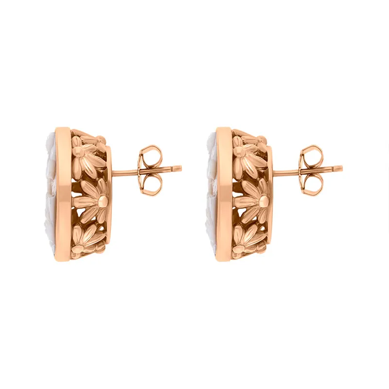 Cameo Italy Rose Gold Plated Sterling Silver Flower Ring D