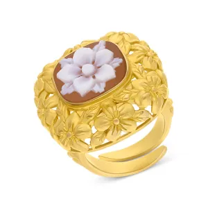Cameo Italy Yellow Gold Plated Sterling Silver Flower Ring D