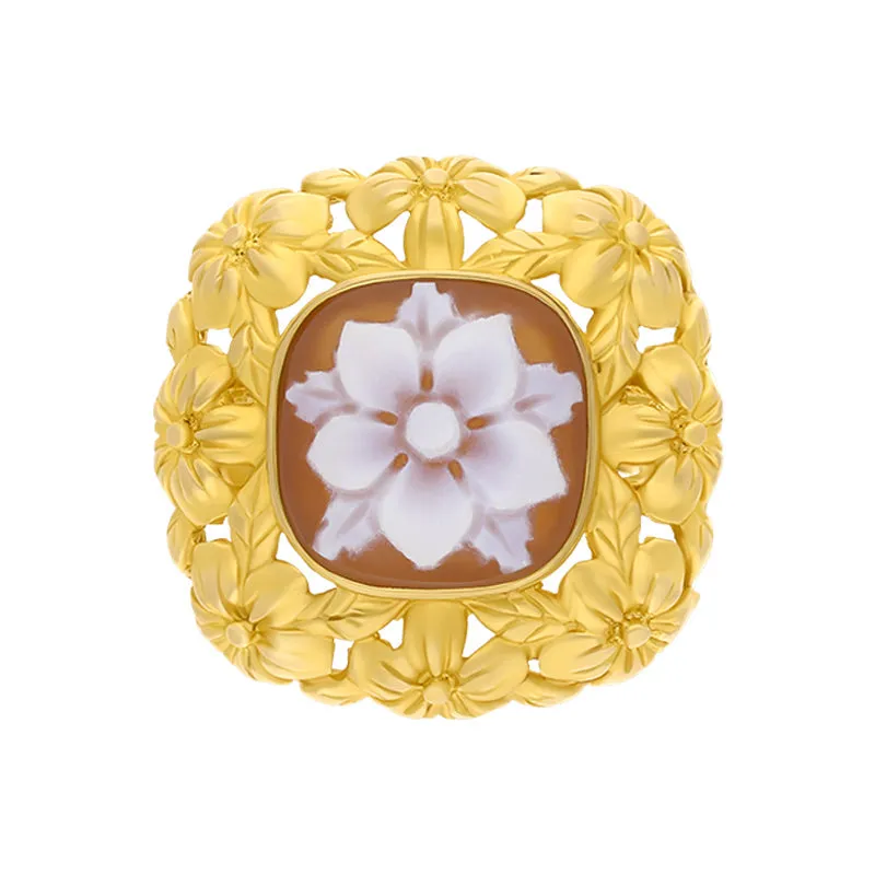Cameo Italy Yellow Gold Plated Sterling Silver Flower Ring D