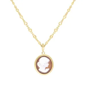 Cameo Italy Yellow Gold Plated Sterling Silver Oval Lady Necklace D