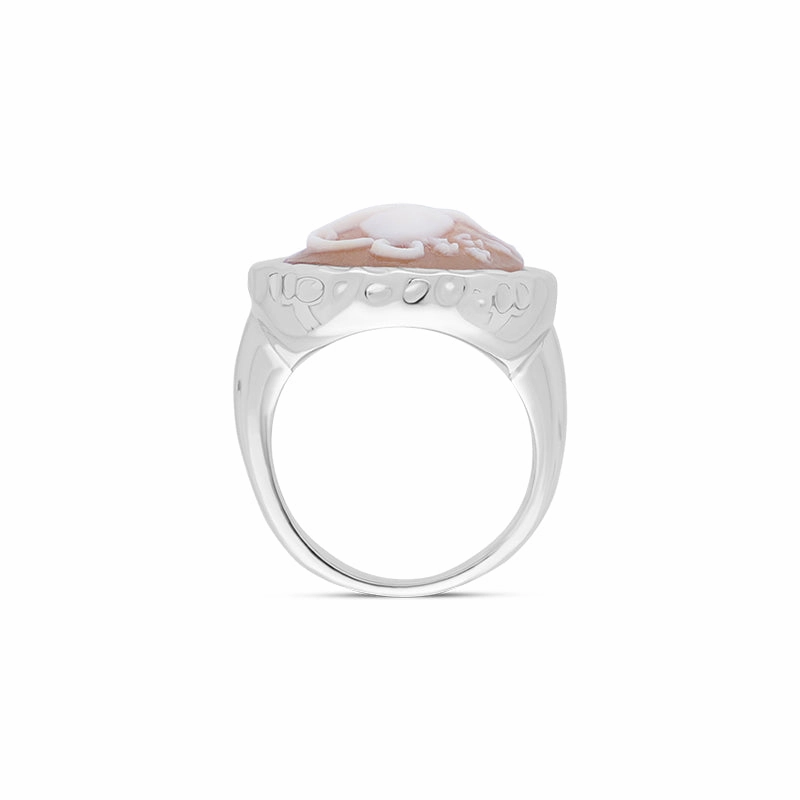 Cameo Italy Sterling Silver Oval Lily Ring D