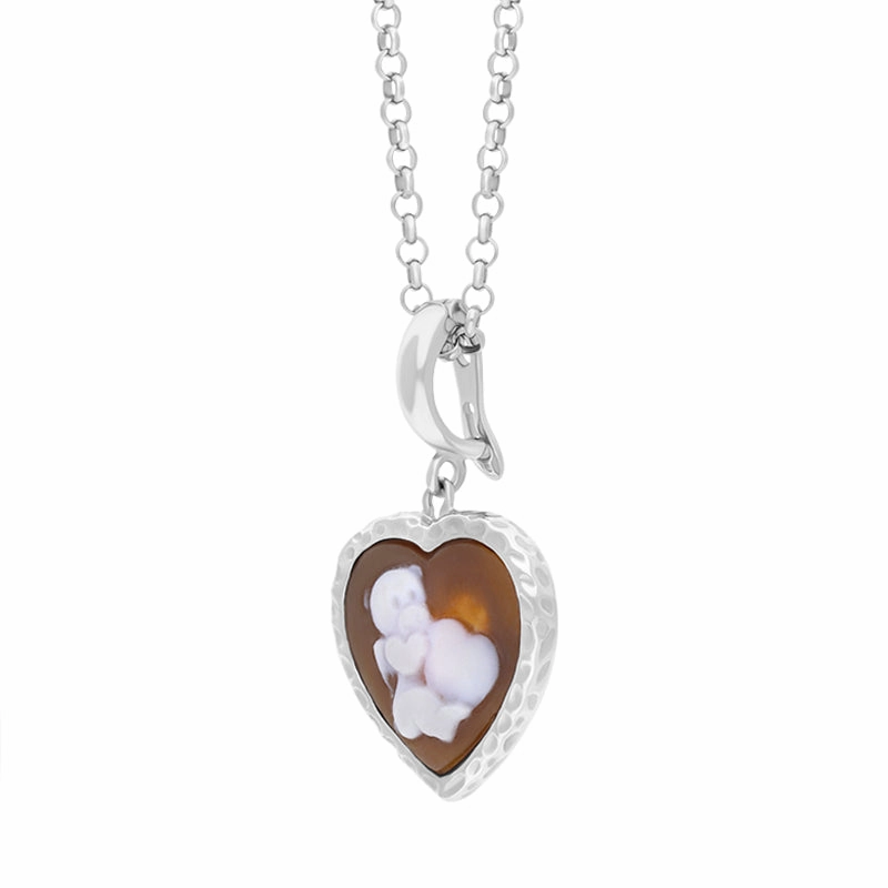 Cameo Italy Sterling Silver Teddy Heart Necklace D