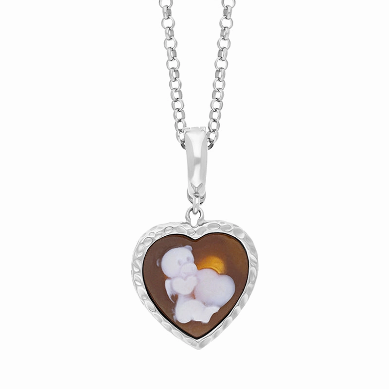 Cameo Italy Sterling Silver Teddy Heart Necklace D