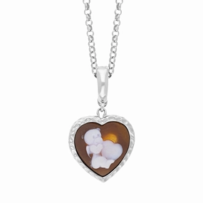 Cameo Italy Sterling Silver Teddy Heart Necklace D