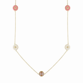 Cameo Italy Yellow Gold Plated Sterling Silver Daisy Necklace D