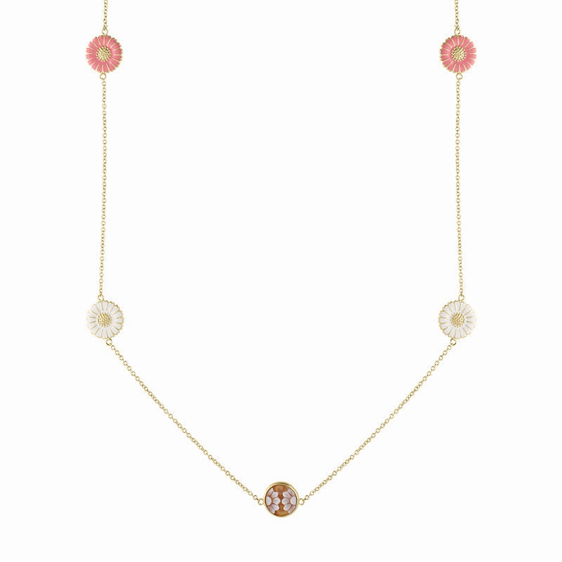 Cameo Italy Yellow Gold Plated Sterling Silver Daisy Necklace D