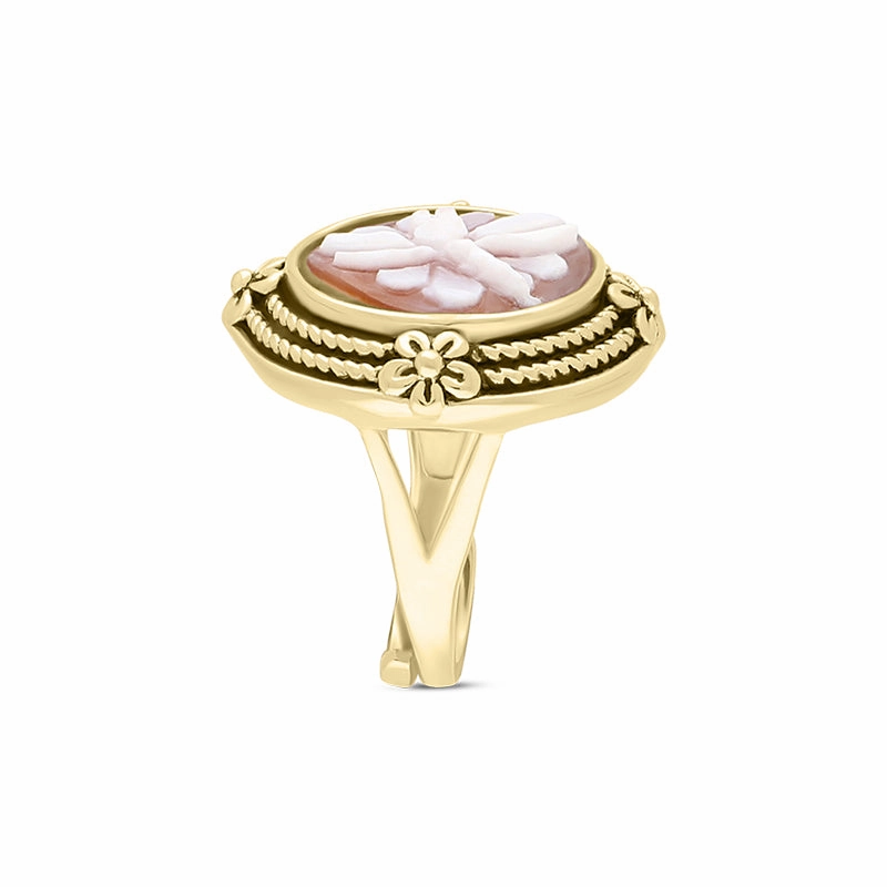 Cameo Italy Yellow Gold Plated Sterling Silver Round Dragonfly Ring D