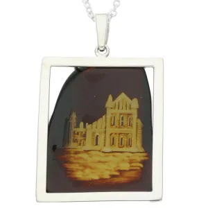 Carved Organic Sterling Silver Amber Abbey Pendant D