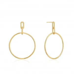 Chain Reaction Shiny Gold Cable Link Hoop Earrings E021-07G