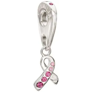 Chamilia Charm Hanging Breast Cancer Ribbon Silver