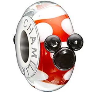Chamilia Charm Red White And Minnie Murano Glass