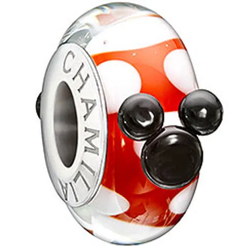 Chamilia Charm Red White And Minnie Murano Glass