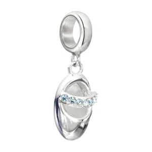 Chamilia Sterling Silver Swarovski Crystal Blue Baby Slipper Charm