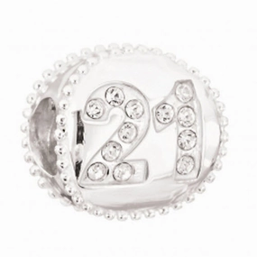 Chamilia Sterling Silver White Swarovski Crystal 21 Milestone Charm D