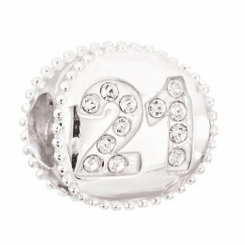 Chamilia Sterling Silver White Swarovski Crystal 21 Milestone Charm D
