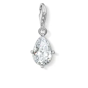 Charm Pendant White Stone Droplet