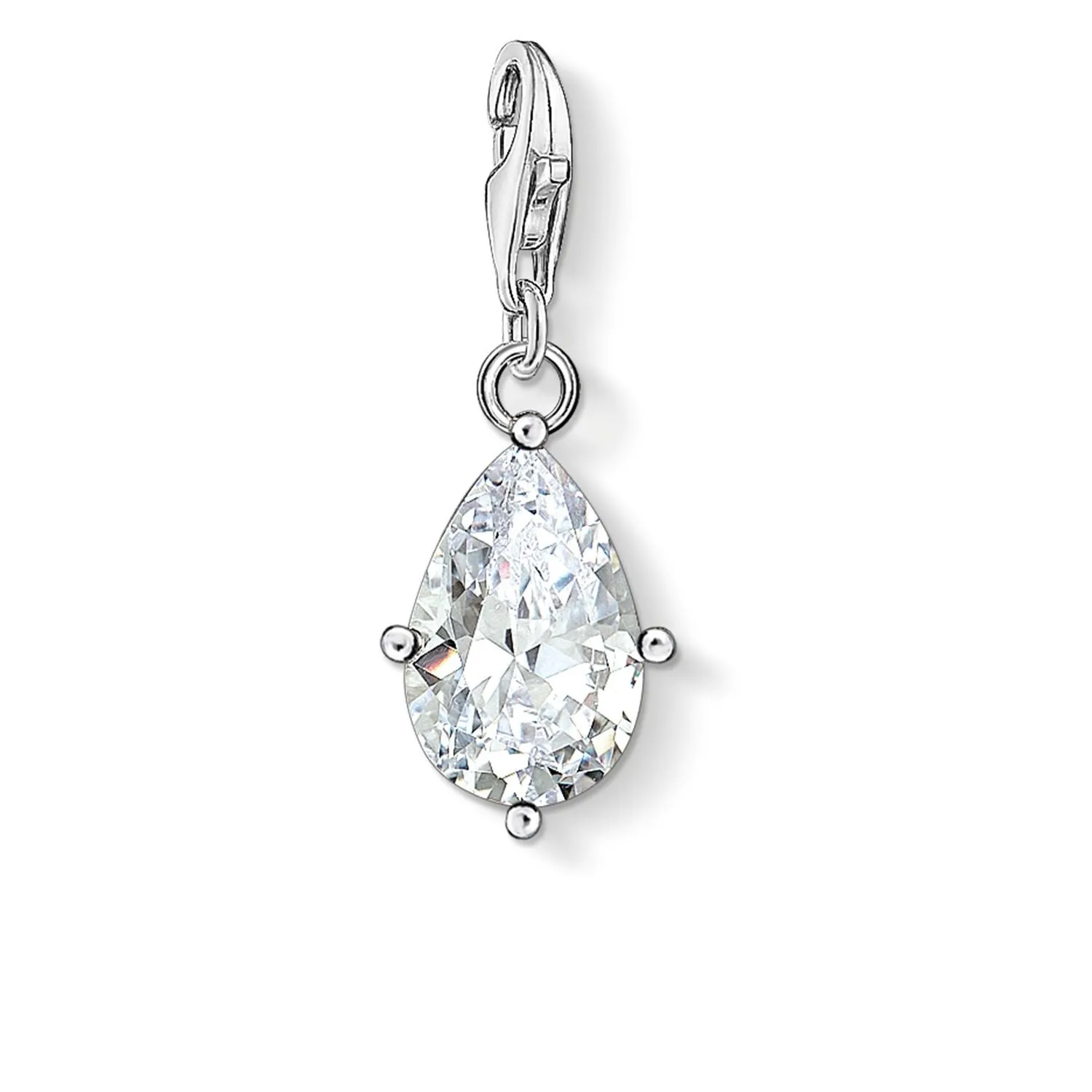 Charm Pendant White Stone Droplet
