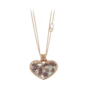 Chimento Amore 18ct Rose Gold Multi Stone Heart Necklace D