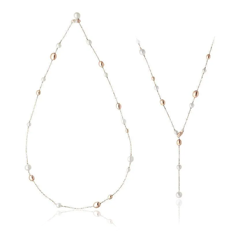 Chimento Armillas Acqua 18ct Rose Gold Pearl Diamond Necklace
