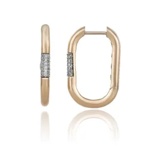 Chimento Bamboo Pure 18ct Rose Gold 0.13ct Diamond Rectangle Hoop Earrings