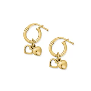 ChloBo Gold Plated Sterling Silver Double Heart Small Hoop Earrings