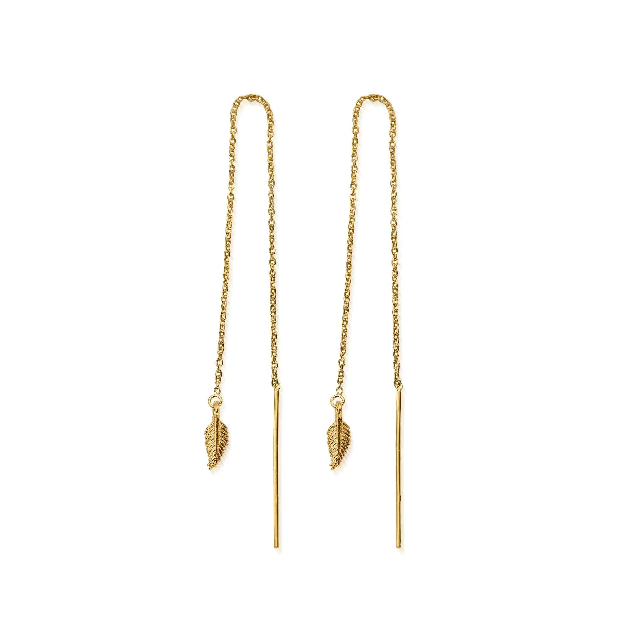 ChloBo Gold Plated Sterling Silver Feather Of Courage Pull Through Earrings