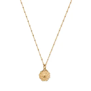 Chlobo Iconics Gold Plated Delicate Cube Sunflower Necklace D