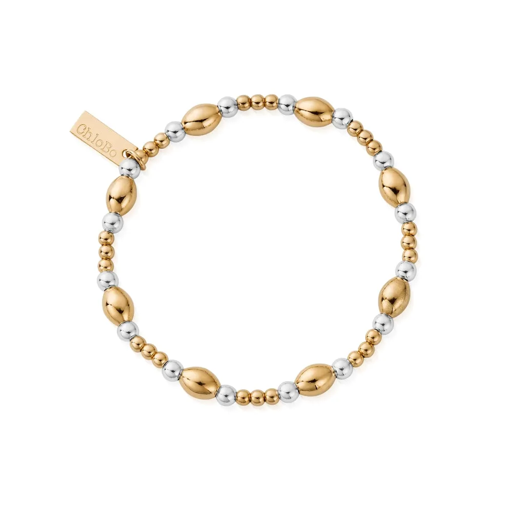 Chlobo Mixed Metal Gold Plated and Silver Cute Oval Bracelet